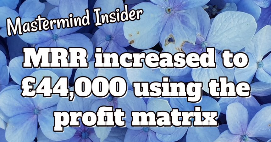 MRR increased to £44,000 using the profit matrix